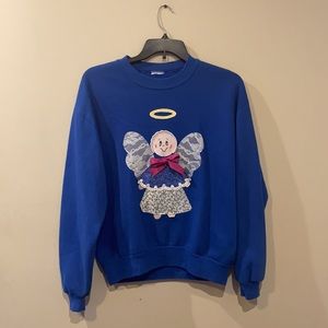 Vintage Christmas sweater w Handcrafted Angel estimated size Large